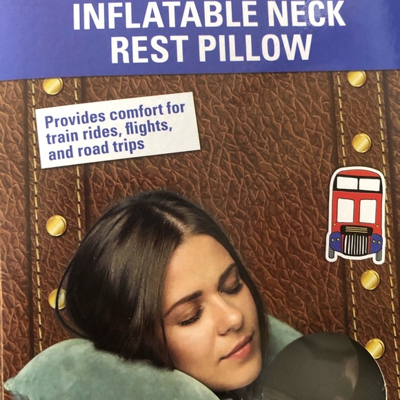 2 gray Inflatable microsuede portable no tools needed travel‎ pillows new - Picture 4 of 5